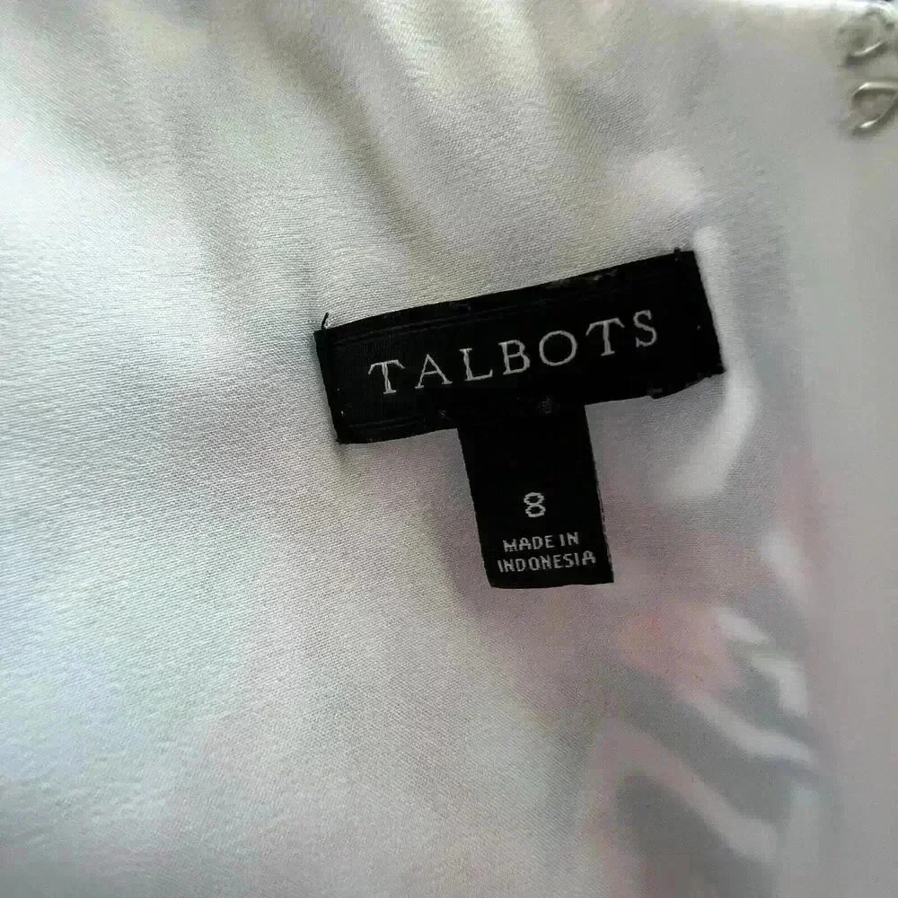 Talbot Mosaic Floral Sateen Fit & Flare Pink Blue Pleated Dress Knee Length Sz 8 - Picture 13 of 16